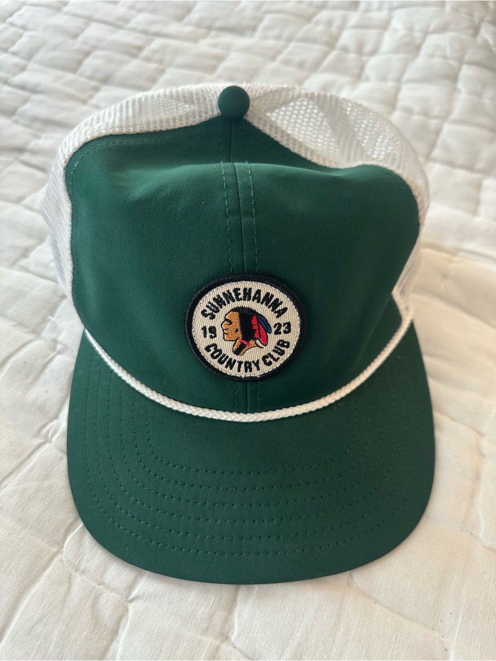Mens Green & White Mesh Trucker Hat


Sunnehanna country club PA